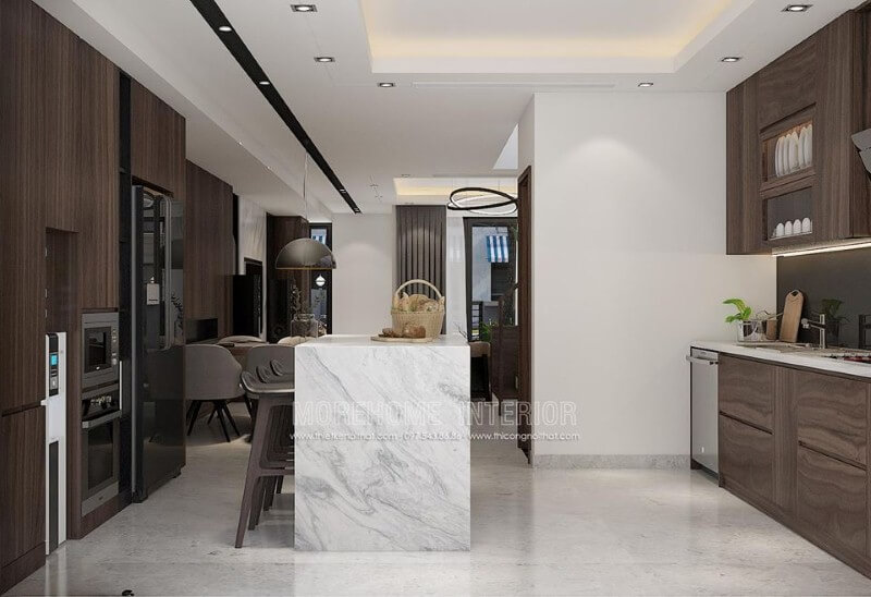 Thiết kế phòng bếp đẹp ấn tượng từ phong cách hiện đại sang trọng. Thiết kế nội thất biệt thự