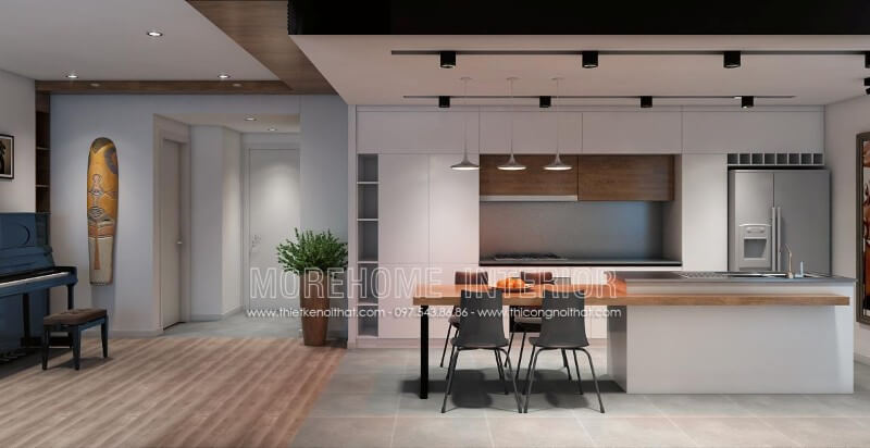 Tủ bếp hiện đại kiểu dáng chữ i với chất liệu gỗ công nghiệp nhẹ nhàng, thiết kế rất sáng tạo,lạ mắt tạo nên một sự sang trọng và quý phái cho gia đình Thiết kế và sản xuất tủ bếp đẹp